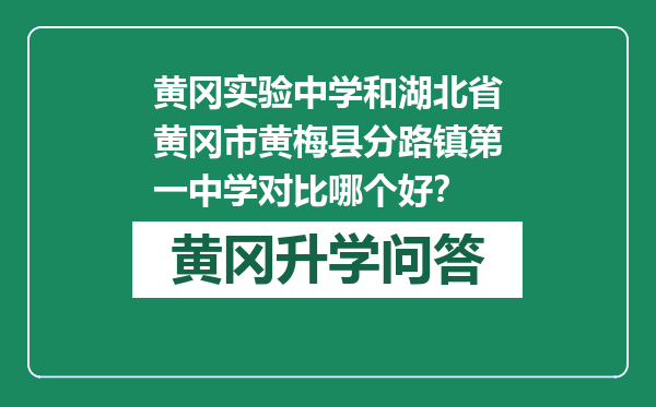 黄冈实验中学和湖北省黄冈市黄梅县分路镇第一中学对比哪个好？