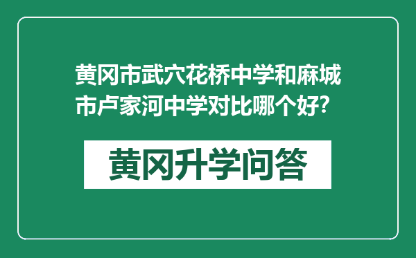 黄冈市武穴花桥中学和麻城市卢家河中学对比哪个好？