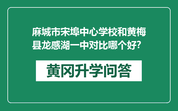 麻城市宋埠中心学校和黄梅县龙感湖一中对比哪个好？