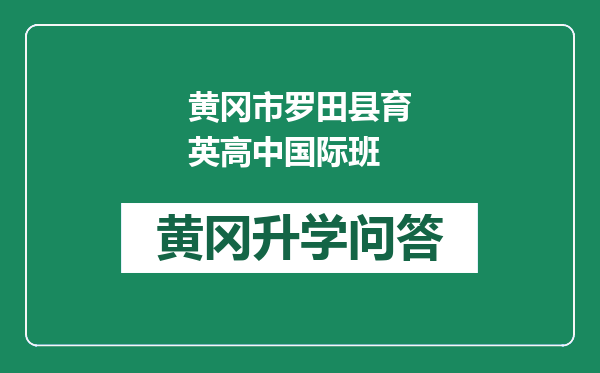 黄冈市罗田县育英高中国际班