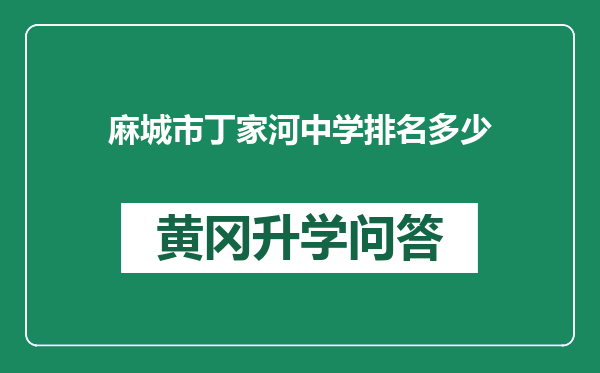 麻城市丁家河中学排名多少