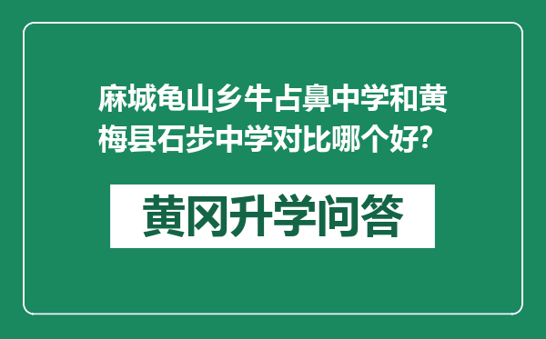 麻城龟山乡牛占鼻中学和黄梅县石步中学对比哪个好？