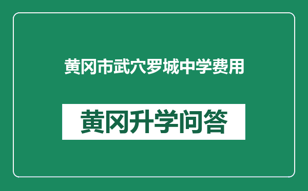 黄冈市武穴罗城中学费用