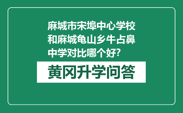 麻城市宋埠中心学校和麻城龟山乡牛占鼻中学对比哪个好？