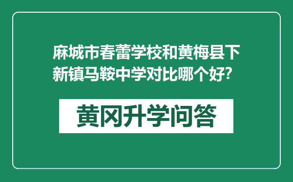 麻城市春蕾学校和黄梅县下新镇马鞍中学对比哪个好？