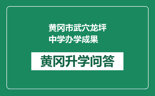 黄冈市武穴龙坪中学办学成果