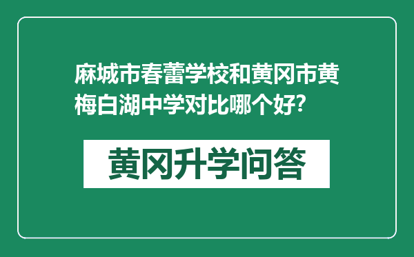 麻城市春蕾学校和黄冈市黄梅白湖中学对比哪个好？