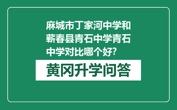 麻城市丁家河中学和蕲春县青石中学青石中学对比哪个好？