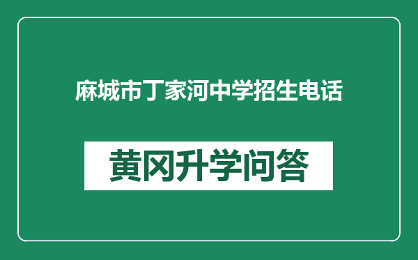 麻城市丁家河中学招生电话