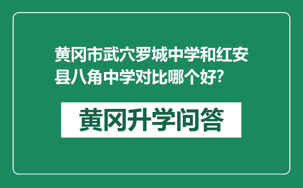 黄冈市武穴罗城中学和红安县八角中学对比哪个好？