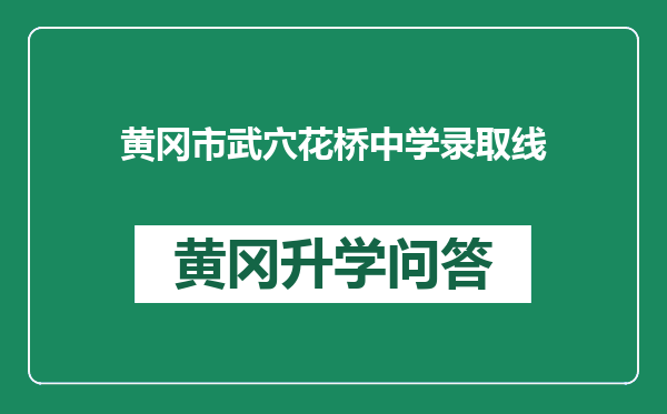 黄冈市武穴花桥中学录取线