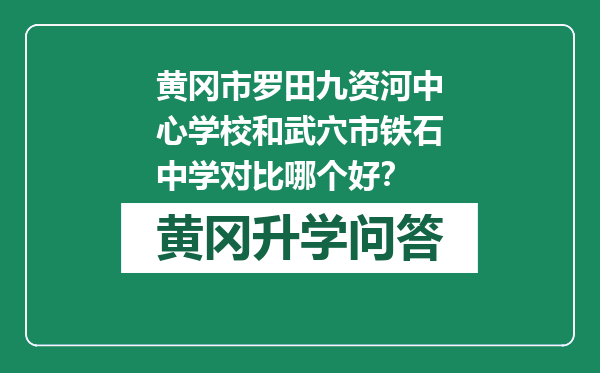 黄冈市罗田九资河中心学校和武穴市铁石中学对比哪个好？