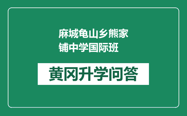 麻城龟山乡熊家铺中学国际班