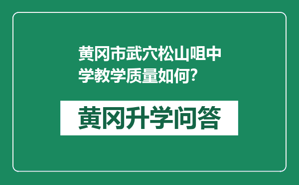 黄冈市武穴松山咀中学教学质量如何？