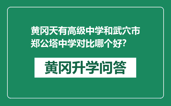 黄冈天有高级中学和武穴市郑公塔中学对比哪个好？