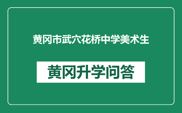 黄冈市武穴花桥中学美术生