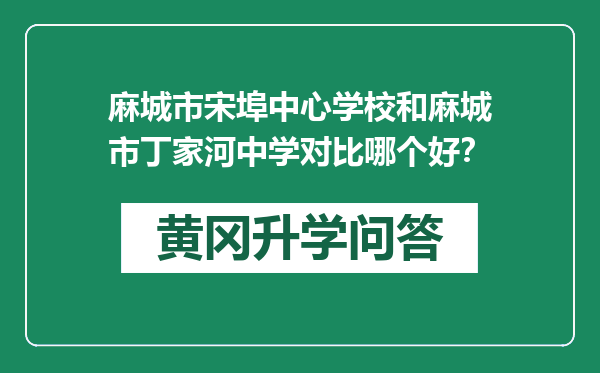 麻城市宋埠中心学校和麻城市丁家河中学对比哪个好？