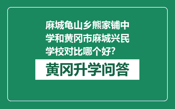 麻城龟山乡熊家铺中学和黄冈市麻城兴民学校对比哪个好？