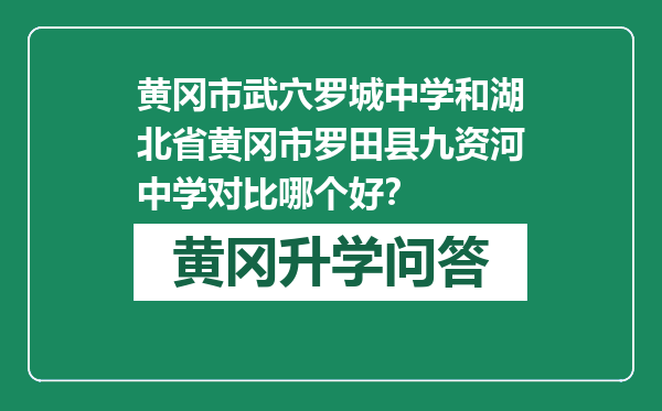 黄冈市武穴罗城中学和湖北省黄冈市罗田县九资河中学对比哪个好？