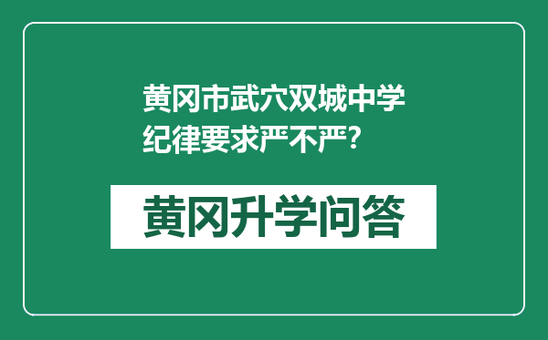 黄冈市武穴双城中学纪律要求严不严？