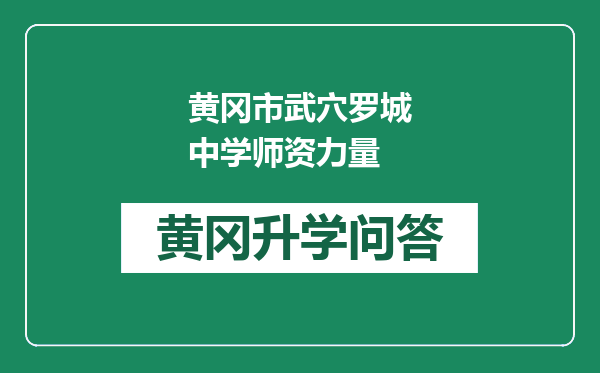 黄冈市武穴罗城中学师资力量