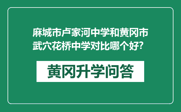 麻城市卢家河中学和黄冈市武穴花桥中学对比哪个好？