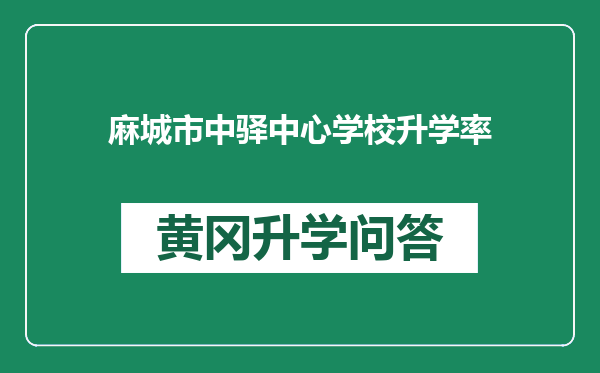 麻城市中驿中心学校升学率