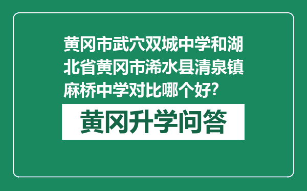 黄冈市武穴双城中学和湖北省黄冈市浠水县清泉镇麻桥中学对比哪个好？