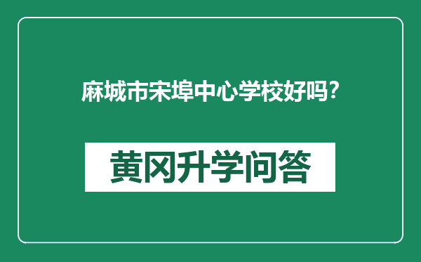 麻城市宋埠中心学校好吗？