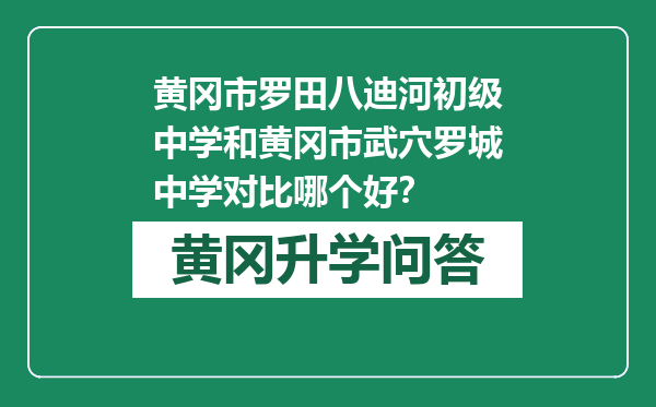 黄冈市罗田八迪河初级中学和黄冈市武穴罗城中学对比哪个好？