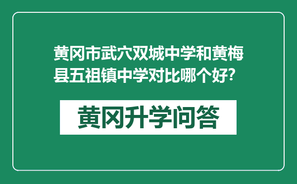 黄冈市武穴双城中学和黄梅县五祖镇中学对比哪个好？