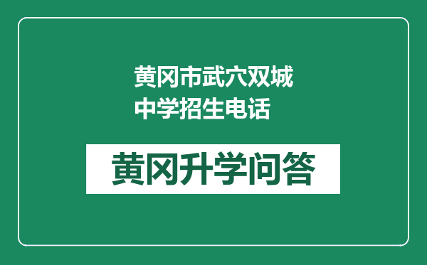 黄冈市武穴双城中学招生电话