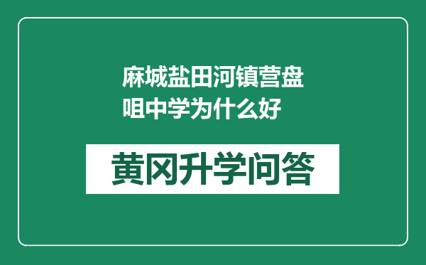 麻城盐田河镇营盘咀中学为什么好