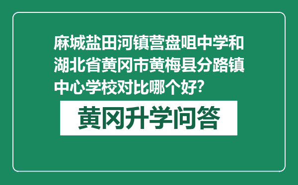 麻城盐田河镇营盘咀中学和湖北省黄冈市黄梅县分路镇中心学校对比哪个好？