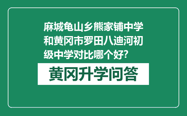 麻城龟山乡熊家铺中学和黄冈市罗田八迪河初级中学对比哪个好？