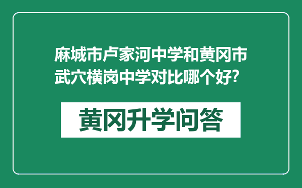 麻城市卢家河中学和黄冈市武穴横岗中学对比哪个好？