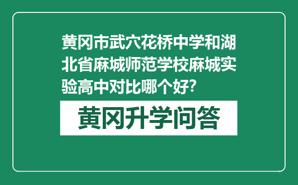 黄冈市武穴花桥中学和湖北省麻城师范学校麻城实验高中对比哪个好？