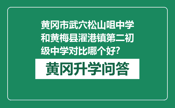 黄冈市武穴松山咀中学和黄梅县濯港镇第二初级中学对比哪个好？