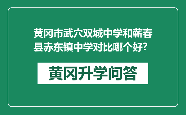 黄冈市武穴双城中学和蕲春县赤东镇中学对比哪个好？