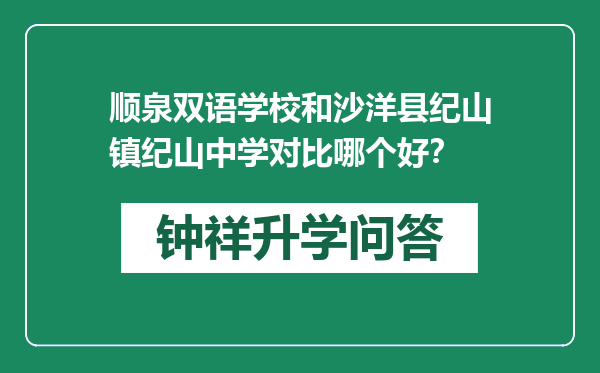 顺泉双语学校和沙洋县纪山镇纪山中学对比哪个好？