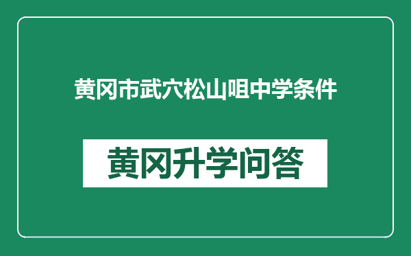 黄冈市武穴松山咀中学条件