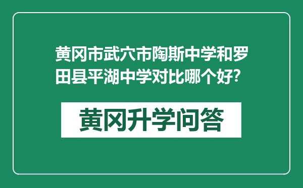 黄冈市武穴市陶斯中学和罗田县平湖中学对比哪个好？