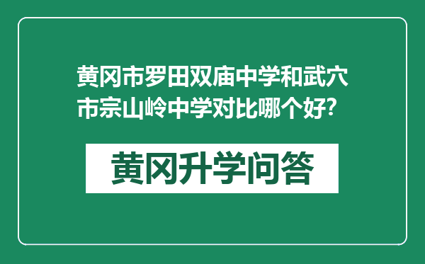 黄冈市罗田双庙中学和武穴市宗山岭中学对比哪个好？