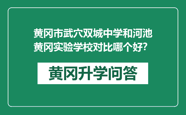 黄冈市武穴双城中学和河池黄冈实验学校对比哪个好？