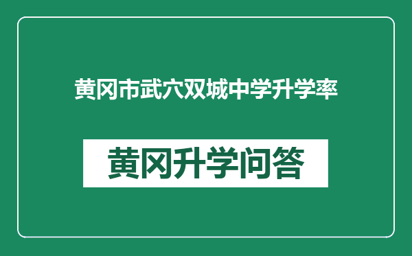 黄冈市武穴双城中学升学率