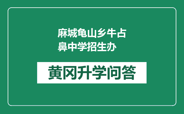 麻城龟山乡牛占鼻中学招生办