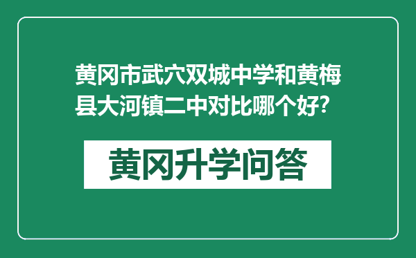 黄冈市武穴双城中学和黄梅县大河镇二中对比哪个好？