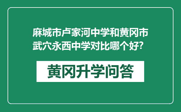 麻城市卢家河中学和黄冈市武穴永西中学对比哪个好？