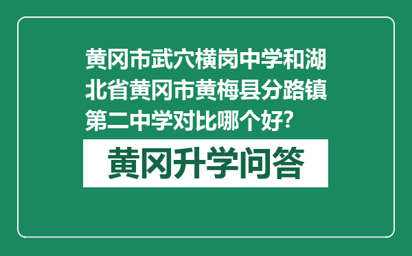 黄冈市武穴横岗中学和湖北省黄冈市黄梅县分路镇第二中学对比哪个好？