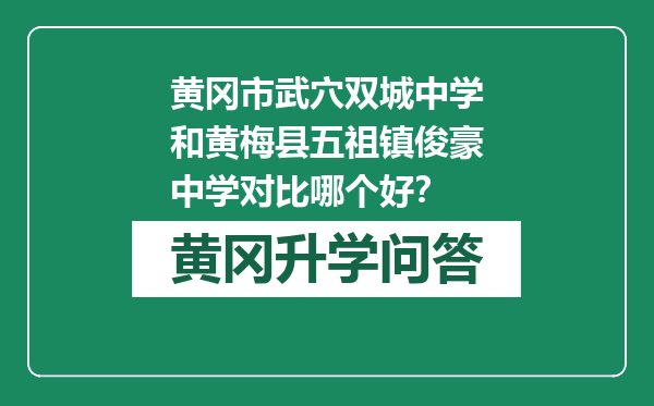 黄冈市武穴双城中学和黄梅县五祖镇俊豪中学对比哪个好？